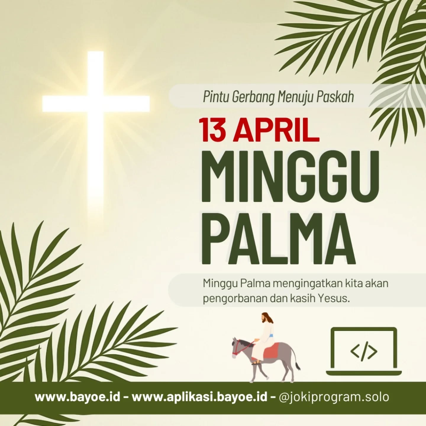 Minggu Paskah bukan hanya tentang kemenangan atas kematian, tapi juga tentang harapan baru dan semangat untuk terus berkarya.

Di momen penuh sukacita ini, kami dari @𝗷𝗼𝗸𝗶𝗽𝗿𝗼𝗴𝗿𝗮𝗺.𝘀𝗼𝗹𝗼 ingin mengucapkan:

𝗦𝗲𝗹𝗮𝗺𝗮𝘁 𝗛𝗮𝗿𝗶 𝗥𝗮𝘆𝗮 𝗣𝗮𝘀𝗸𝗮𝗵!
Semoga damai dan cinta kasih Tuhan selalu menyertai setiap langkah, termasuk dalam setiap inovasi dan pengembangan aplikasi yang kami kerjakan.

Mari bangkit, berkarya, dan berbagi kebaikan melalui teknologi!

#Paskah2025 #MingguPaskah #SelamatPaskah #PaskahBerkah 
#JokiProgram #JasaPembuatanWebsite #JasaPembuatanAplikasi 
#WebDeveloperIndonesia #ProgrammerKatolik #BisnisDigital 
#SolusiDigital #InovasiTeknologi #SoloTech #SoloDeveloper 
#StartupSolo #KatolikIndonesia #KaryaTeknologi #DigitalSolution 
#WebBasedApp #WebAppIndonesia #TeknologiUntukKebaikan 
#JasaWebSolo #PaskahDanTeknologi #ChristianProgrammer 
#PaskahBersamaJoki #KatolikDanTeknologi #BangkitBerkarya 
#𝘼𝙥𝙡𝙞𝙠𝙖𝙨𝙞𝙒𝙚𝙗𝙎𝙤𝙡𝙤 #KatolikKreatif #PaskahHarapanBaru