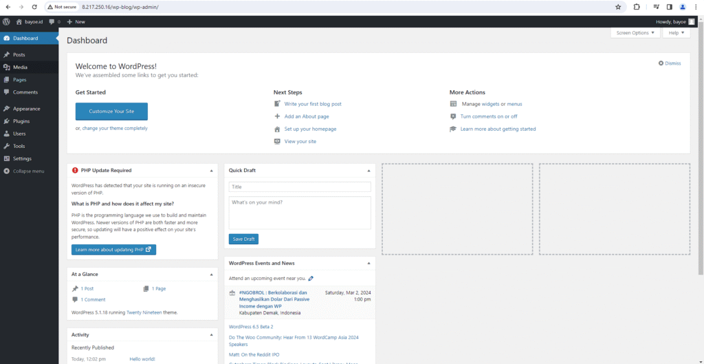 wordpress alibaba cloud finish